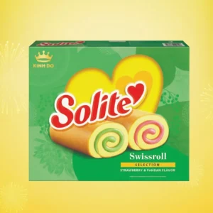 BÁNH BÔNG LAN CUỘN SOLITE KEM VỊ DÂU & VỊ LÁ DỨA