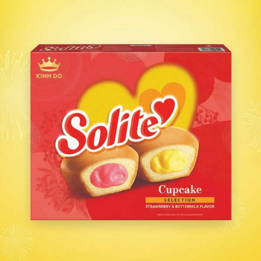 BÁNH BÔNG LAN TRÒN SOLITE KEM VỊ DÂU & VỊ BƠ SỮA