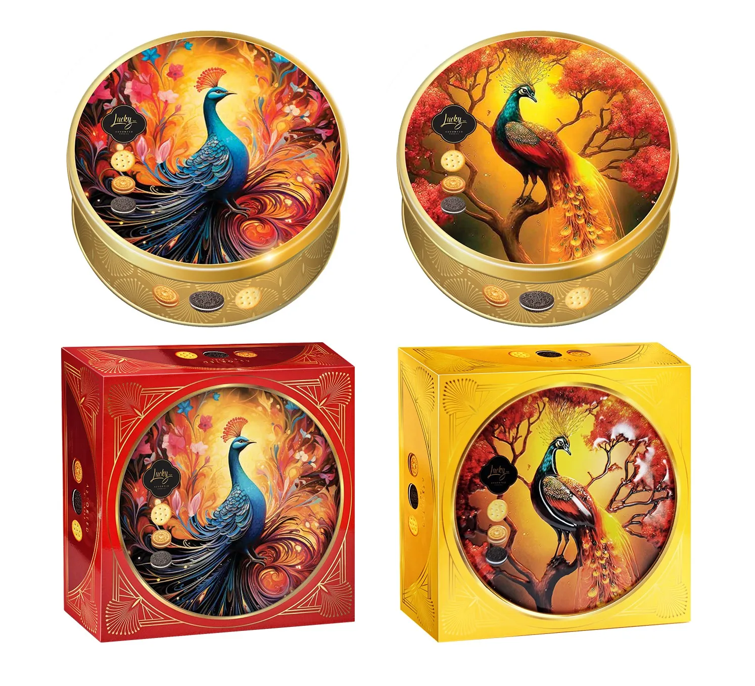 Bánh quy hỗn hợp LuckySun hộp thiếc 110g - kiểu dáng 2