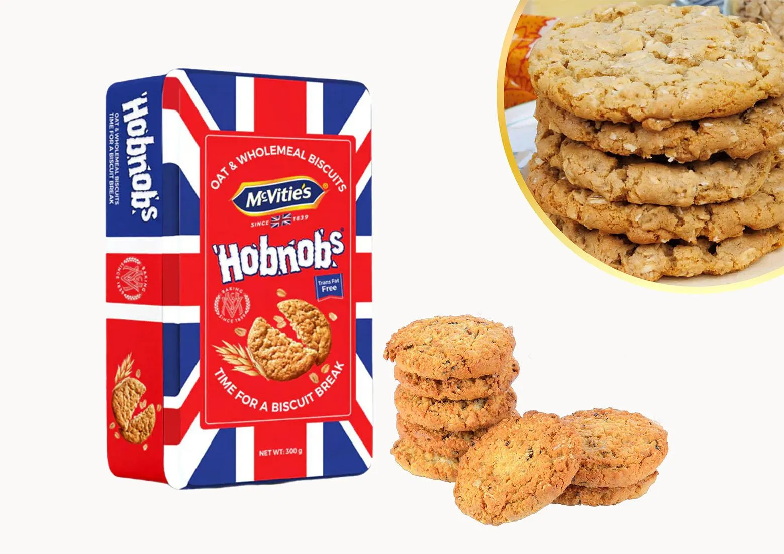 Bánh quy yến mạch nguyên cám McVitie’s Hobnobs 300 g