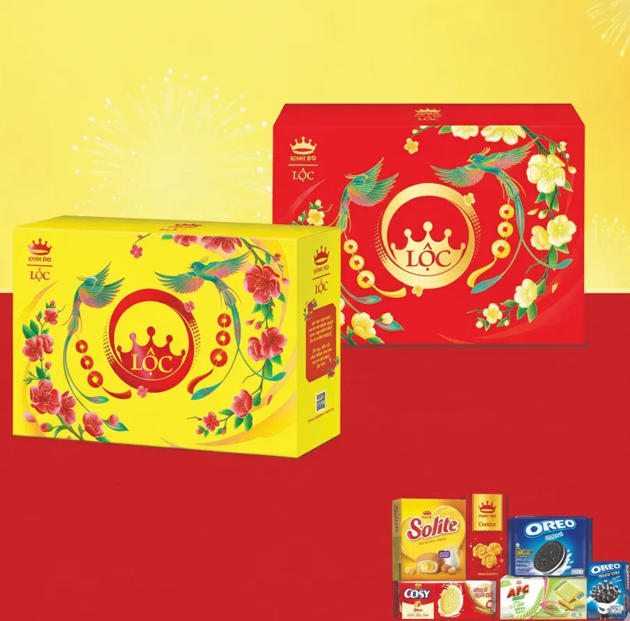 HỘP QUÀ TẾT LỘC PHÚ QÚY VÀNG & ĐỎ