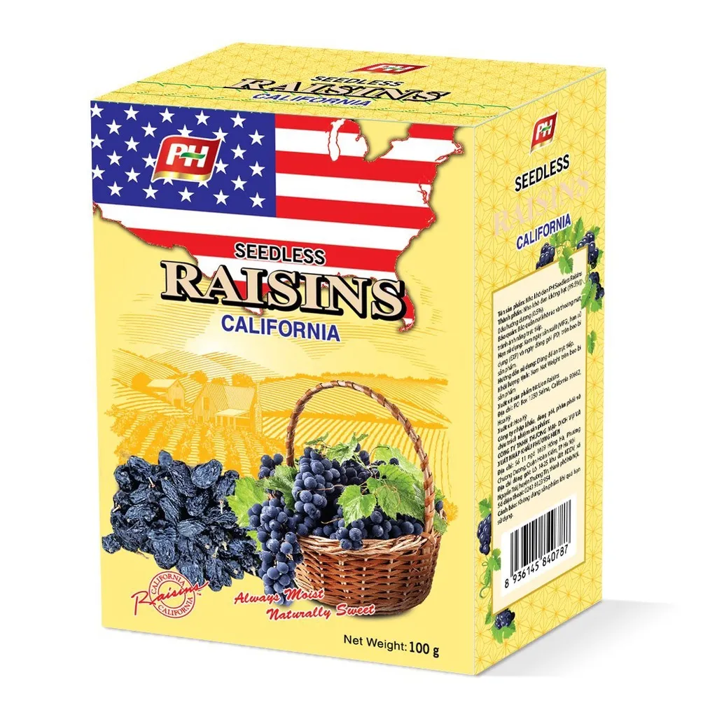 Nho khô đen Raisins hộp giấy 100g-7