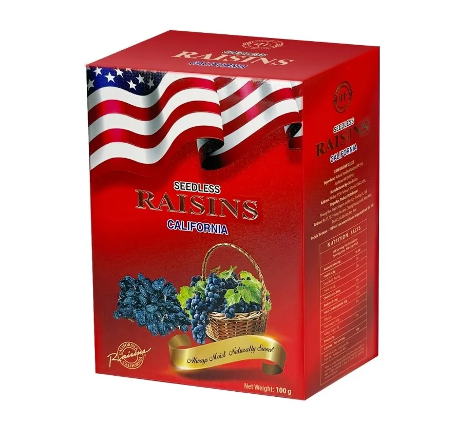 Nho khô đen Raisins hộp giấy 100g - kiểu dáng 2-4