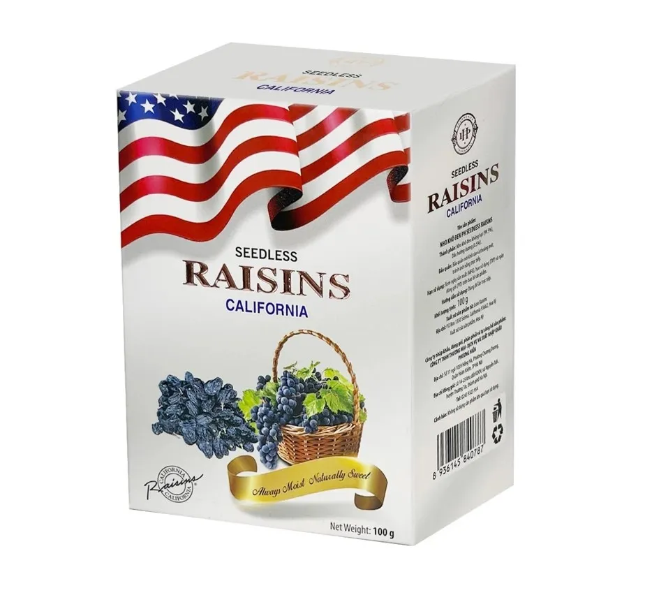 Nho khô đen Raisins hộp giấy 100g - kiểu dáng 2-5