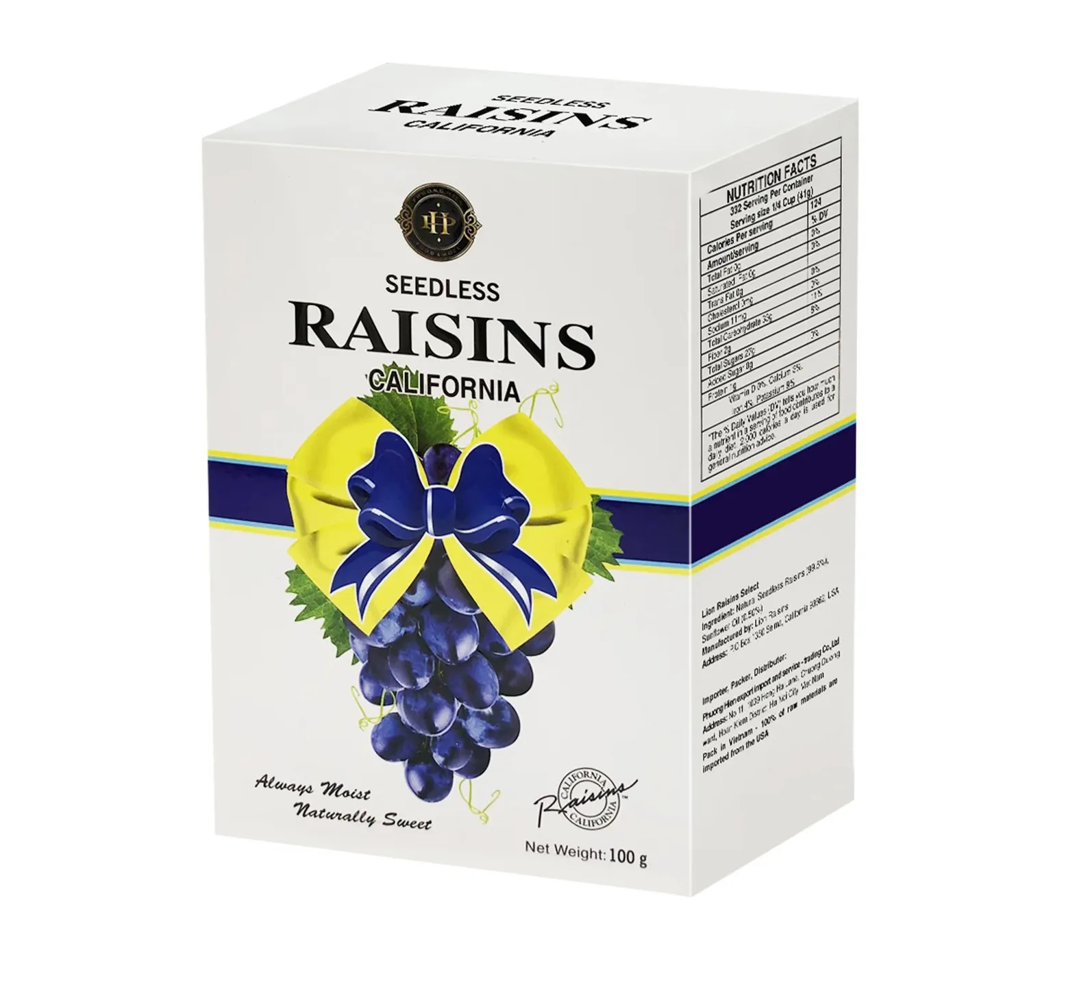 Nho khô đen Raisins hộp giấy 100g - kiểu dáng 3-4