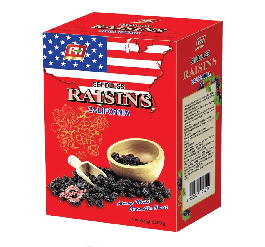 Nho khô đen Raisins hộp giấy 200g - kiểu dáng 1-2