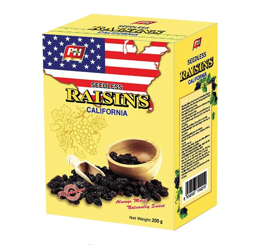 Nho khô đen Raisins hộp giấy 200g - kiểu dáng 1-3
