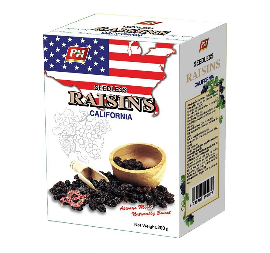 Nho khô đen Raisins hộp giấy 200g - kiểu dáng 1-4