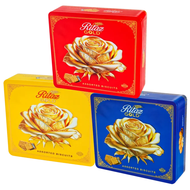 Bánh quy thập cẩm Ritaz Gold hộp thiếc hoa hồng 405g-1