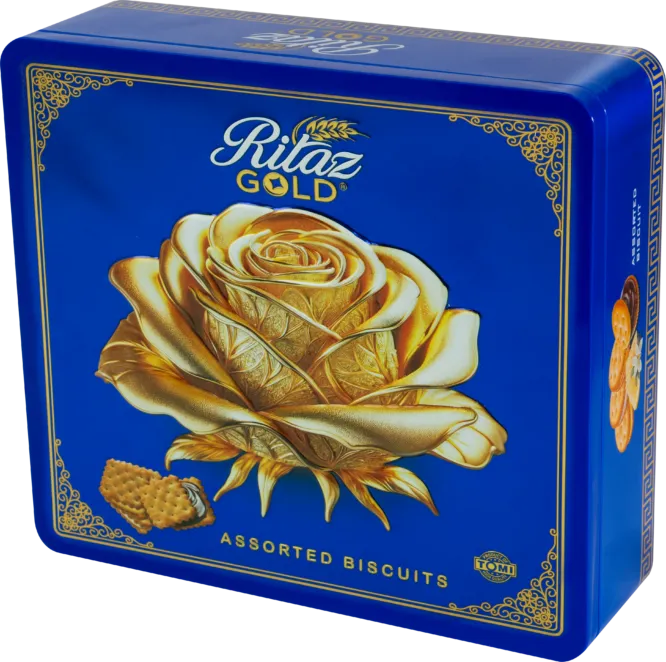 Bánh quy thập cẩm Ritaz Gold hộp thiếc hoa hồng 405g-3