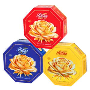Bánh quy thập cẩm Ritaz Gold hộp thiếc hoa hồng 90g-1