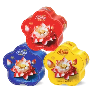 Bánh quy thập cẩm Ritaz Gold hộp thiếc hoa sen 105g-1
