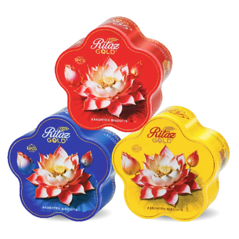 Bánh quy thập cẩm Ritaz Gold hộp thiếc hoa sen 105g-1
