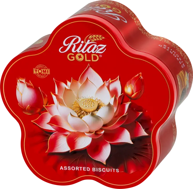 Bánh quy thập cẩm Ritaz Gold hộp thiếc hoa sen 105g-2
