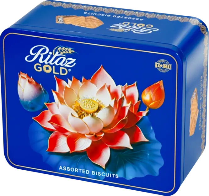 Bánh quy thập cẩm Ritaz Gold hộp thiếc hoa sen 150g-3