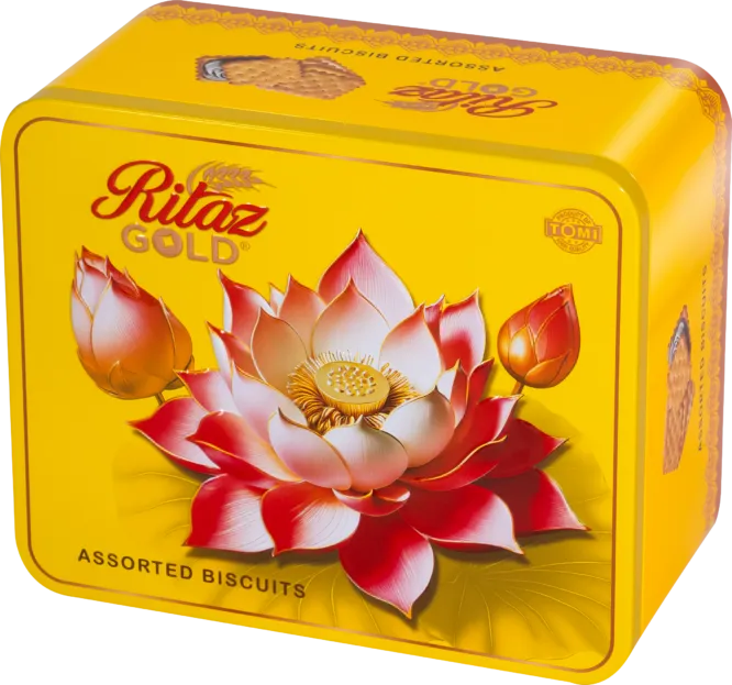 Bánh quy thập cẩm Ritaz Gold hộp thiếc hoa sen 150g-4