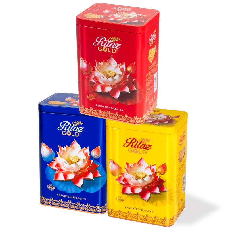 Bánh quy thập cẩm Ritaz Gold hộp thiếc hoa sen 165g-1