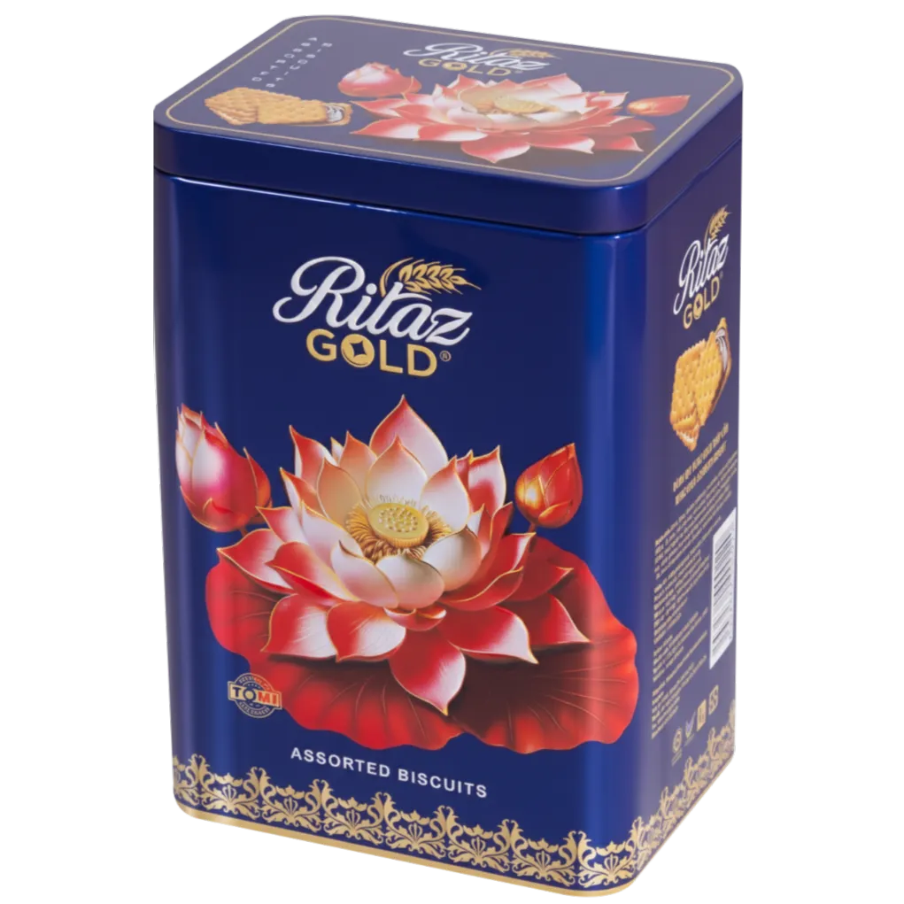 Bánh quy thập cẩm Ritaz Gold hộp thiếc hoa sen 165g-3
