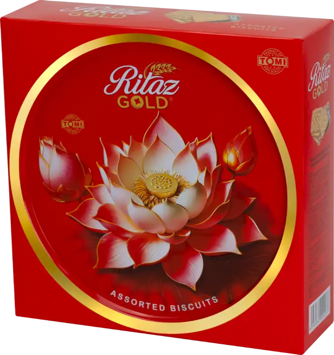 Bánh quy thập cẩm Ritaz Gold hộp thiếc hoa sen 315g-2
