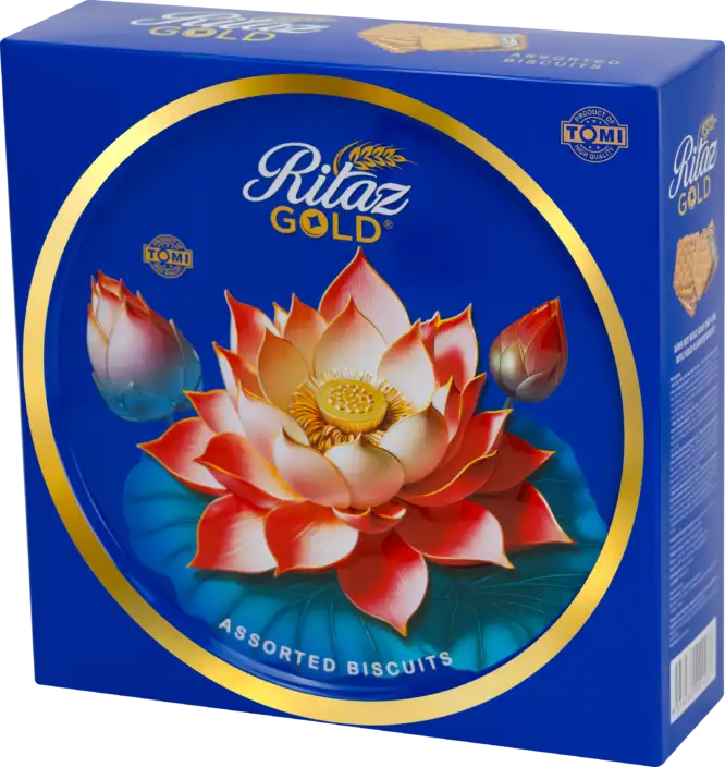 Bánh quy thập cẩm Ritaz Gold hộp thiếc hoa sen 315g-3