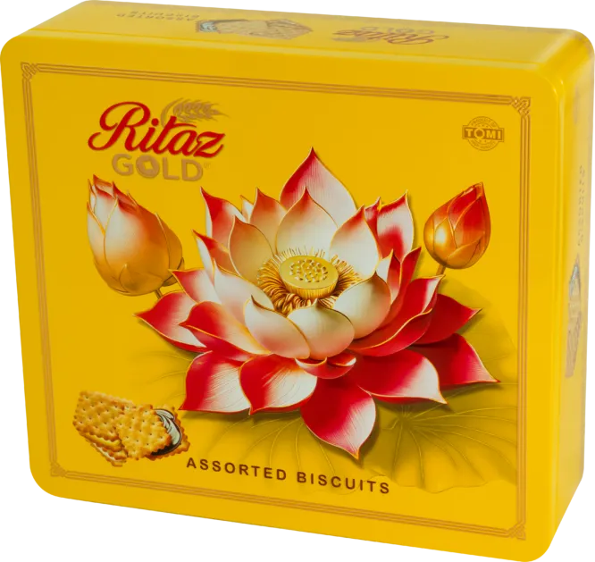 Bánh quy thập cẩm Ritaz Gold hộp thiếc hoa sen 405g-3