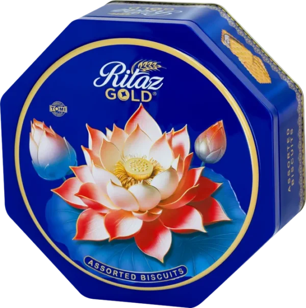 Bánh quy thập cẩm Ritaz Gold hộp thiếc hoa sen 150g - anfarm