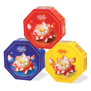 Bánh quy thập cẩm Ritaz Gold hộp thiếc hoa sen 90g