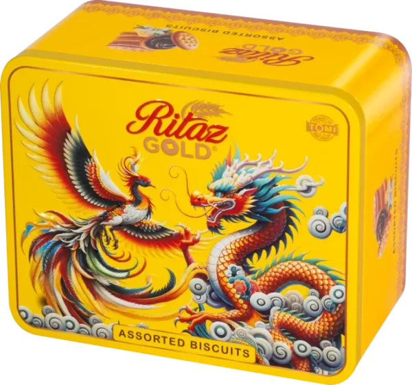Bánh quy thập cẩm Ritaz Gold hộp thiếc rồng phụng 150g - anfarm