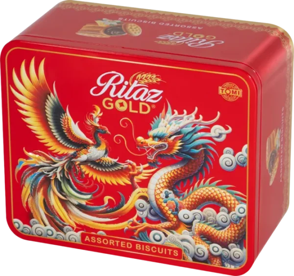 Bánh quy thập cẩm Ritaz Gold hộp thiếc rồng phụng 150g - anfarm