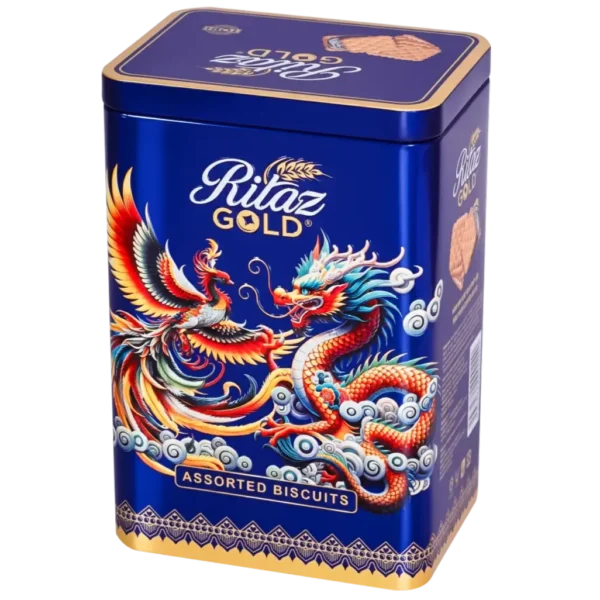 Bánh quy thập cẩm Ritaz Gold hộp thiếc rồng phụng 165g - anfarm