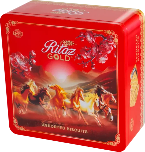 Bánh quy thập cẩm Ritaz Gold hộp thiếc mã đáo 180g - anfarm