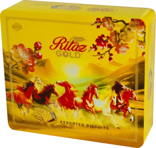 Bánh quy thập cẩm Ritaz Gold hộp thiếc mã đáo 405g - anfarm