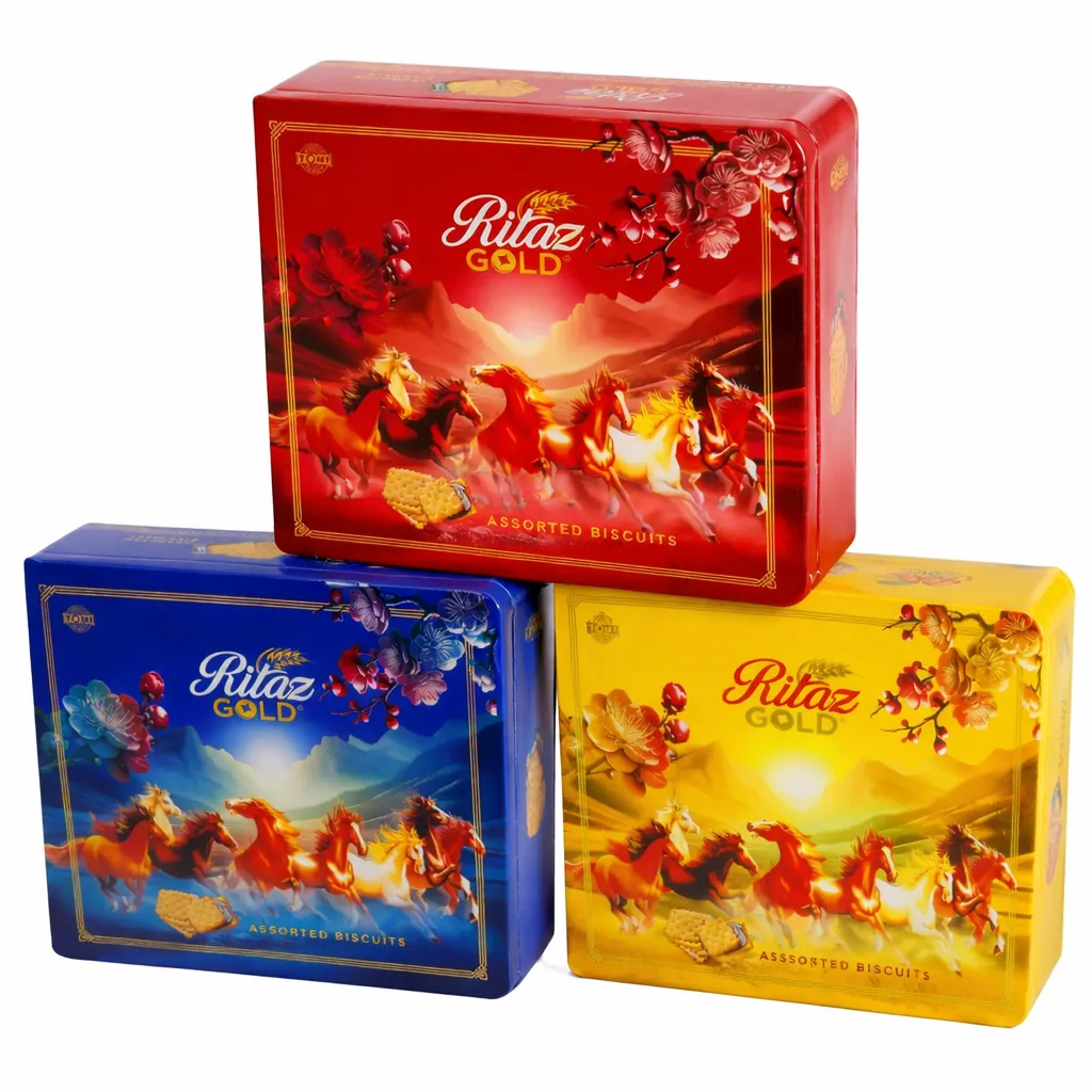 Bánh quy thập cẩm Ritaz Gold hộp thiếc mã đáo 405g