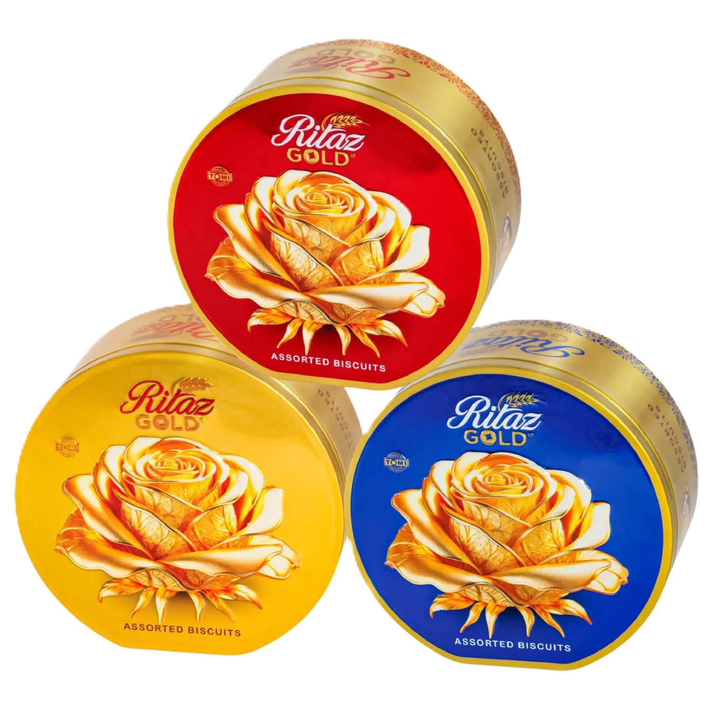 Bánh quy thập cẩm Ritaz Gold hộp thiếc tròn hoa hồng 105g-1