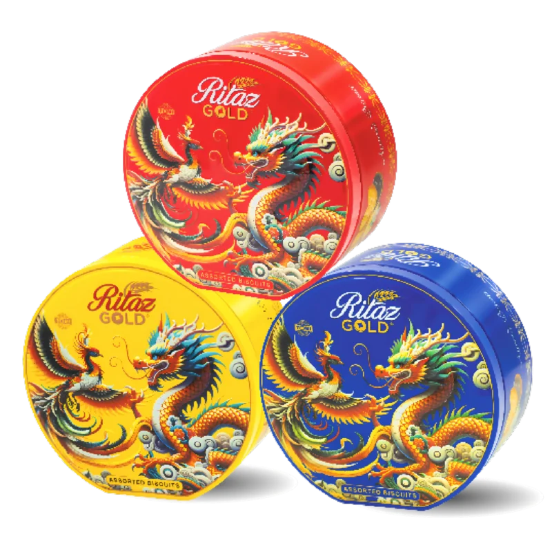 Bánh quy thập cẩm Ritaz Gold hộp thiếc tròn long phụng 105g-1